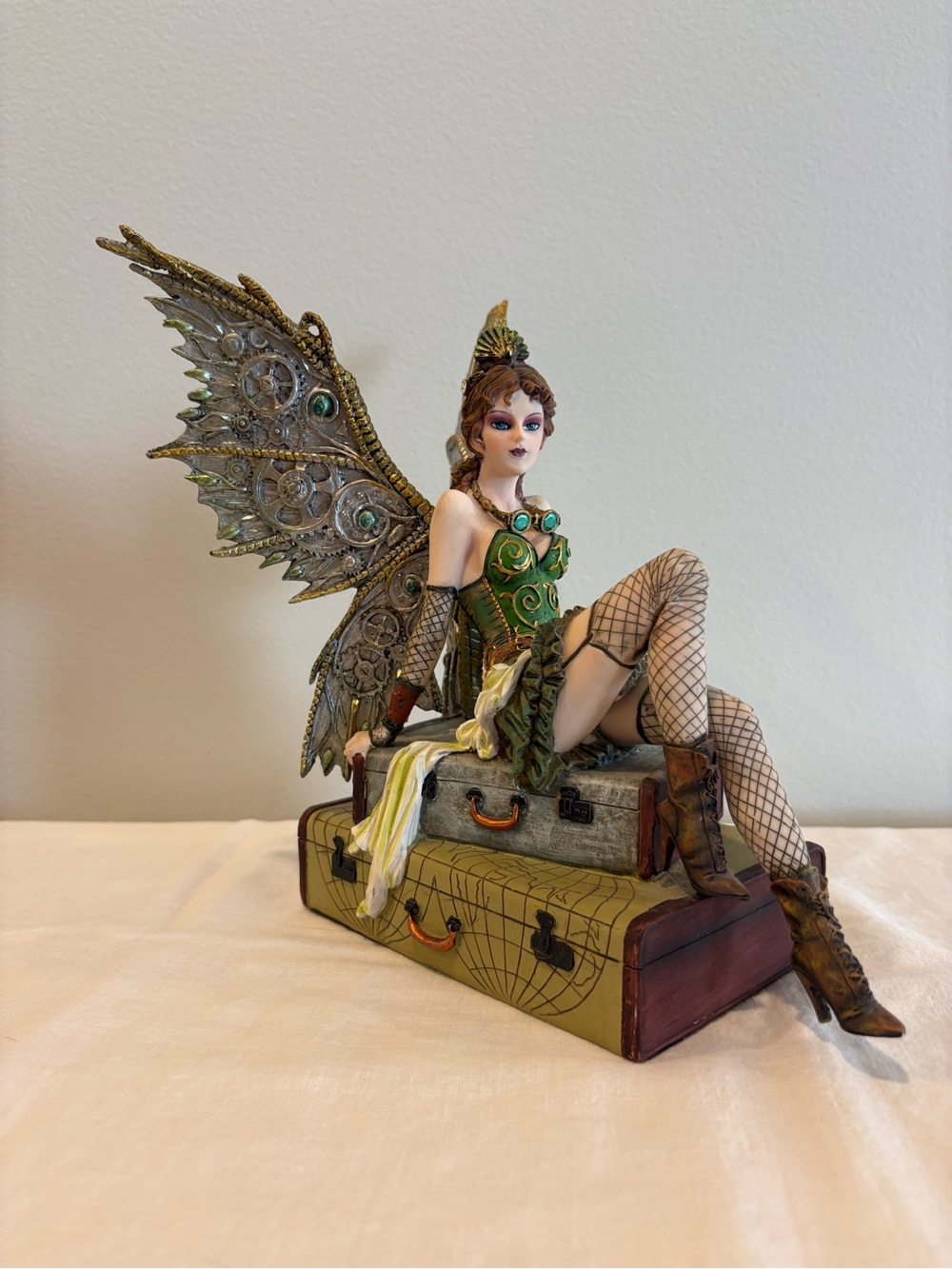 Pacific Giftware Fantasy Woman Fairy Traveler On Suitcases Burlesque DETAILED!